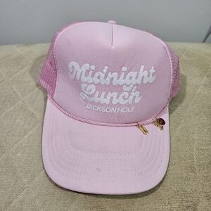 Midnight Lunch Jackson Hole Strawberry Pink Snapback Trucker Hat!